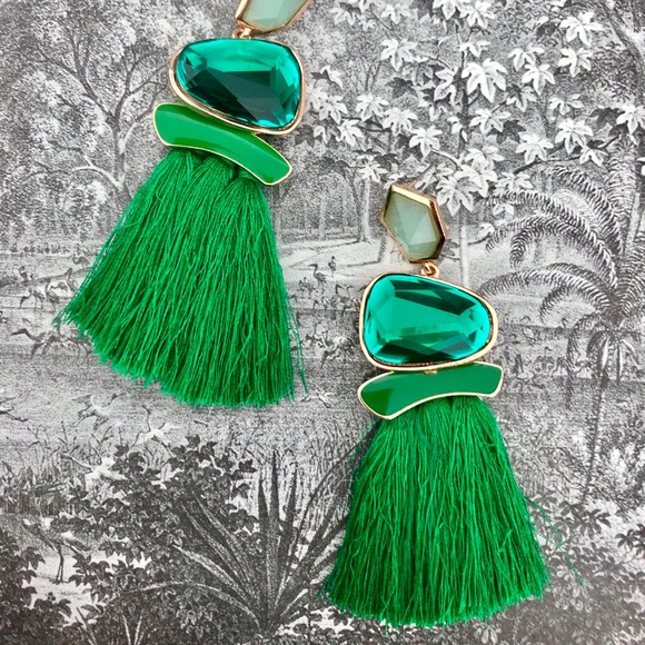 Jewelry - Gem Drop Tassel Statement Earrings